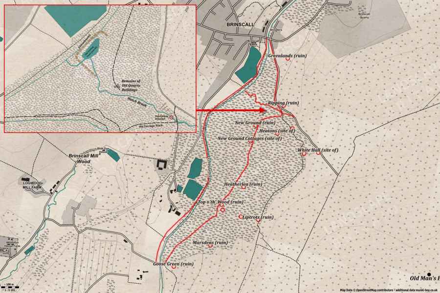 Map of Brinscall Woods (Hatch Brook Waterfall Walk) Walk