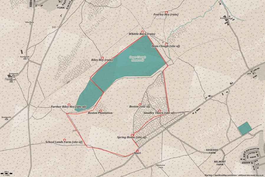 Map of Dean Clough Reservoir Walk Walk
