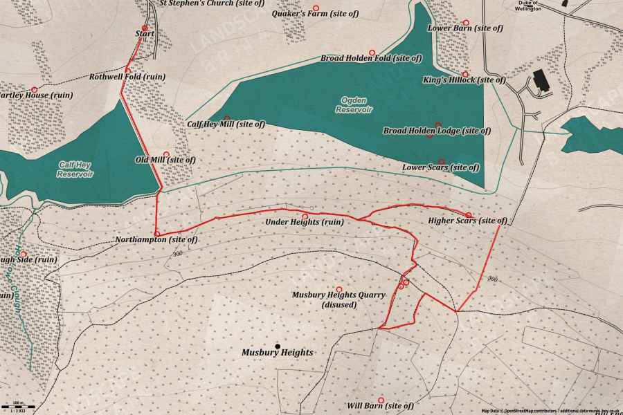 Map of Musbury Heights Quarry Explore Walk