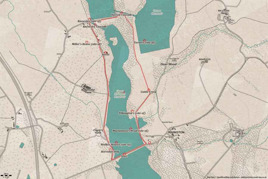 Map of Around Upper Rivington Reservoir Walk