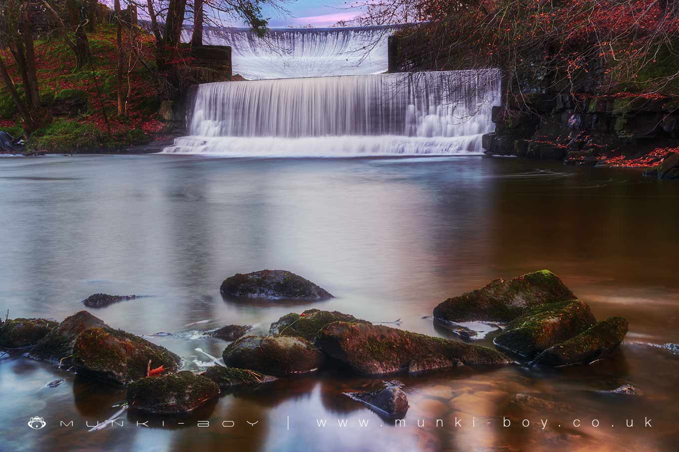 Waterfalls in Abbeystead Reservoir