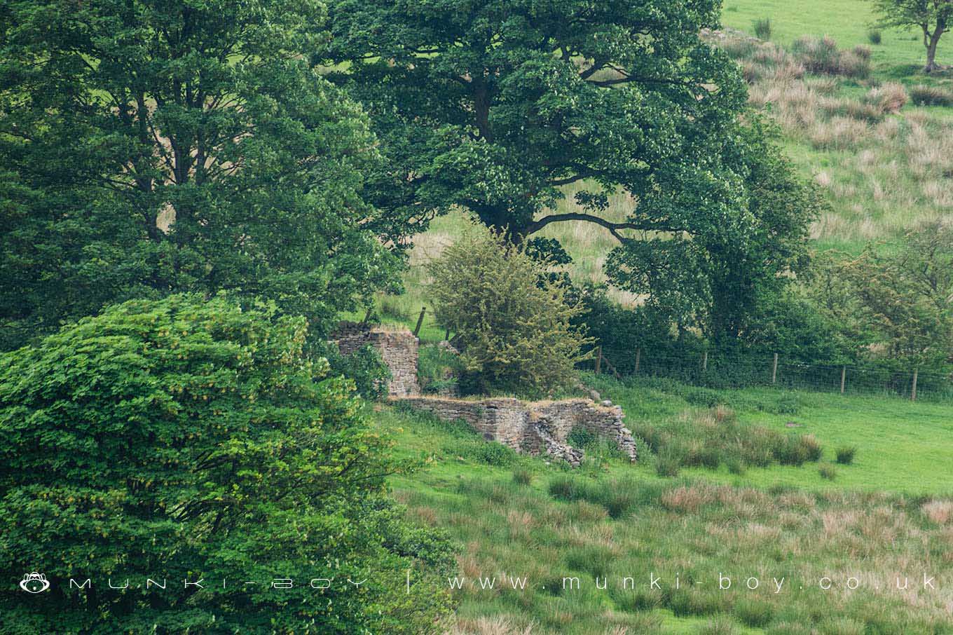 Ruins in Dean Clough Reservoir