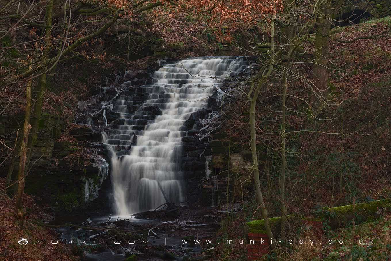 Waterfalls in White Coppice Mill Pond